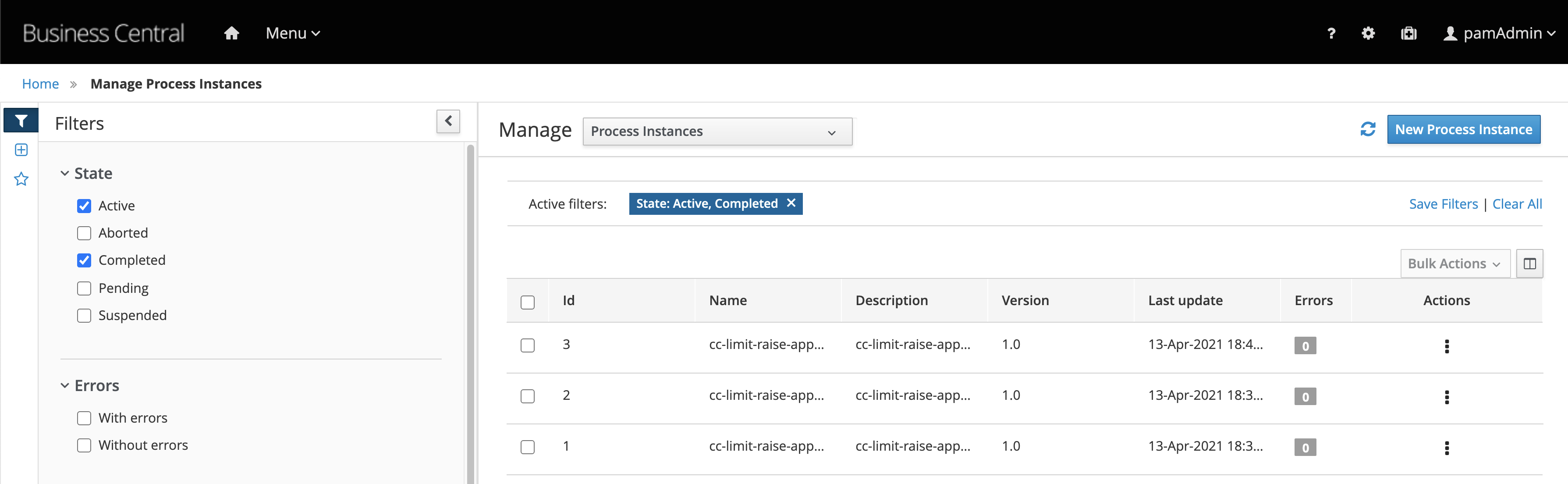 Number of process instances
