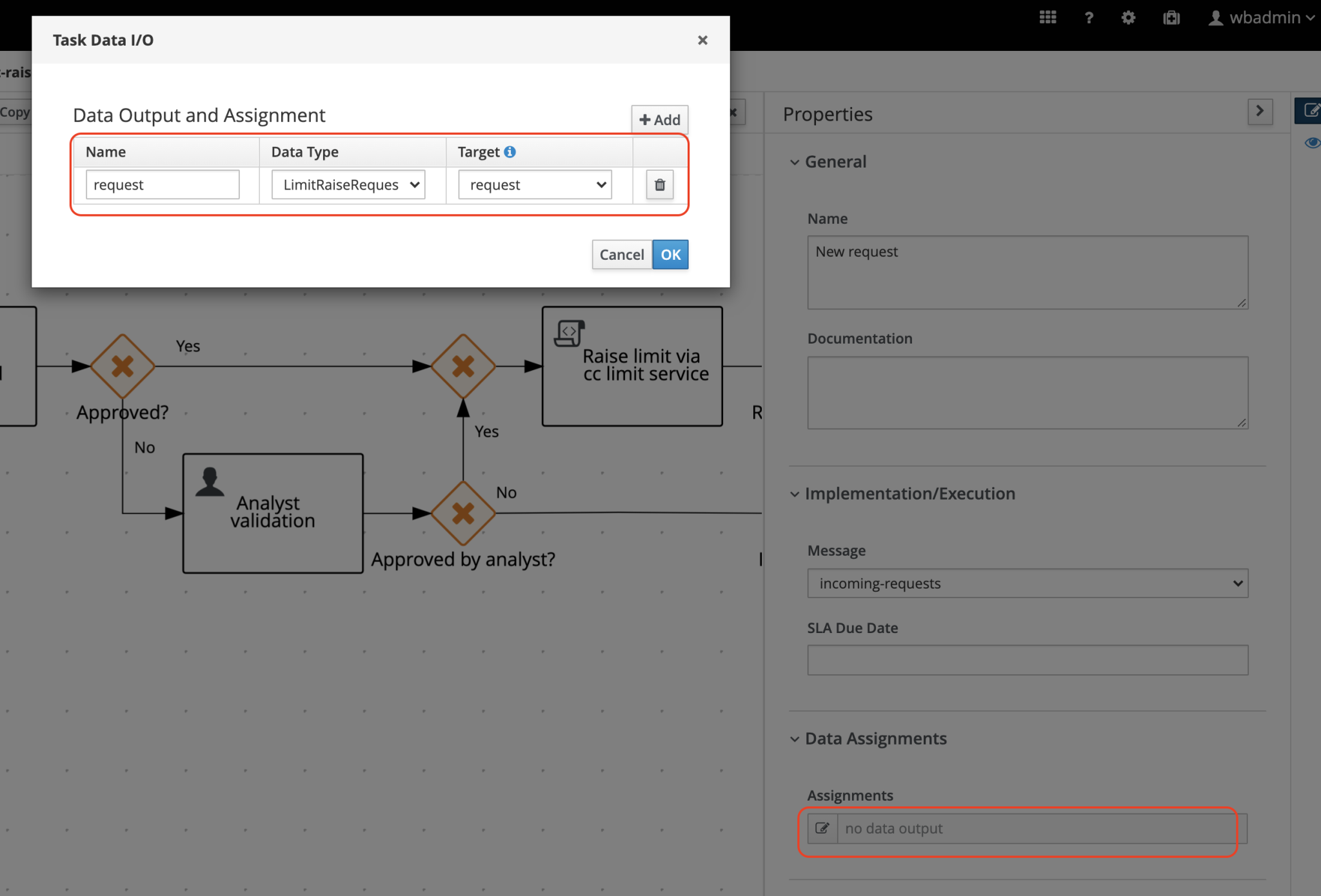 Modify the Data Assignments with the data output for 