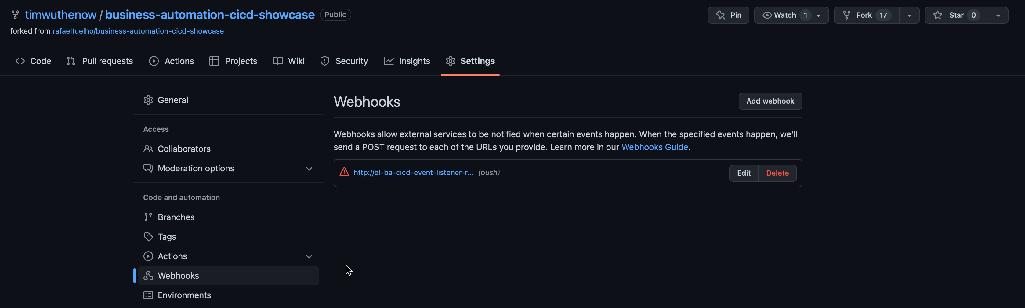 Add GitHub webhook
