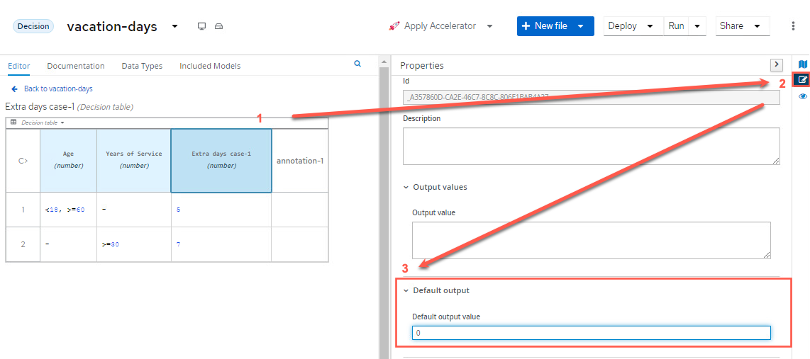 Decision Table Default Output