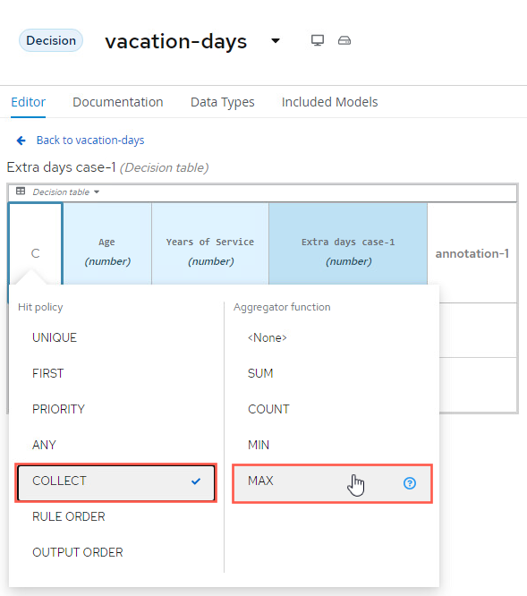 Decision Table Hit Policy