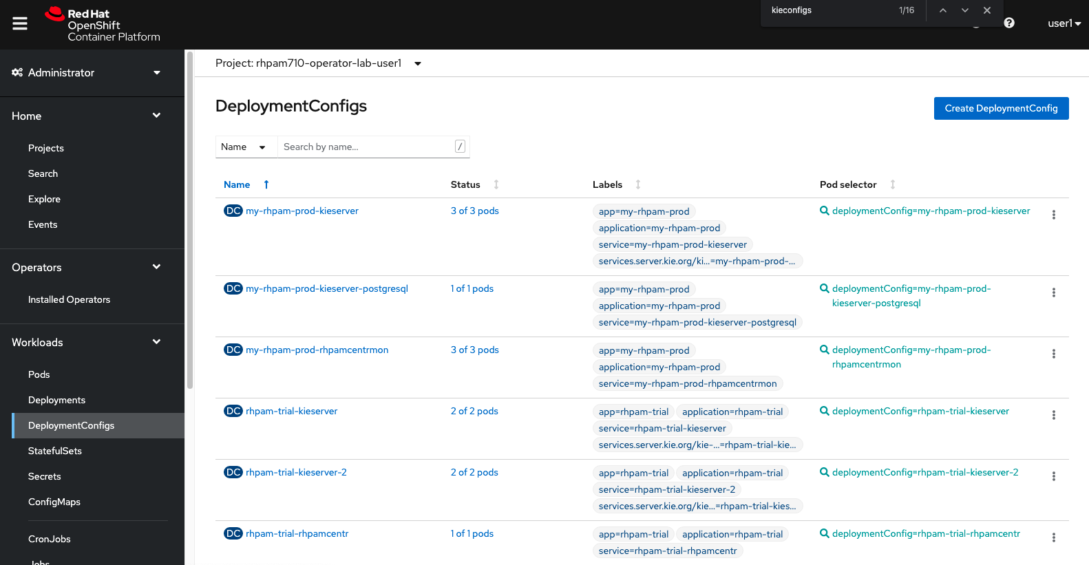 Find the deployment configuration