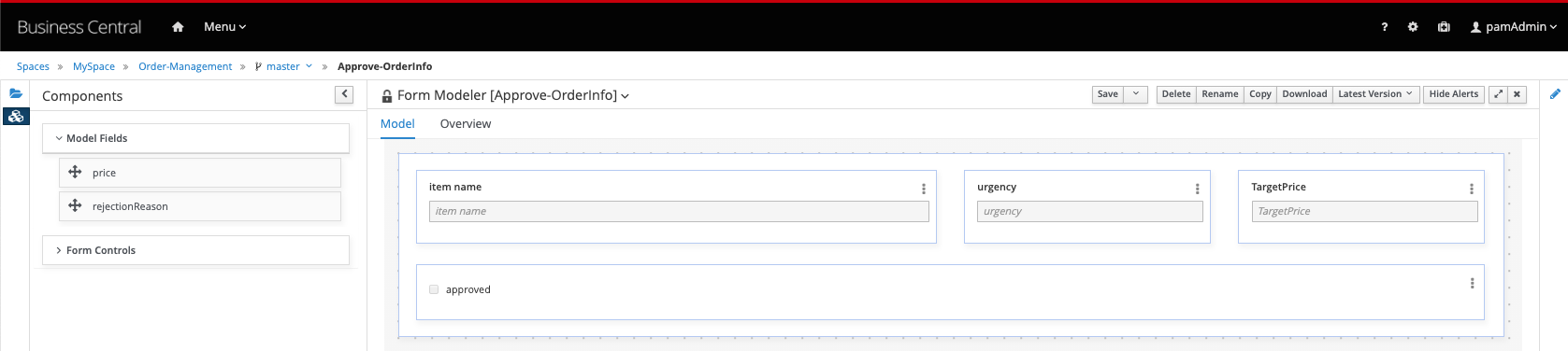 Approve OrderInfo Form