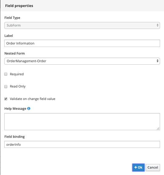 Order Management Order Subform Select