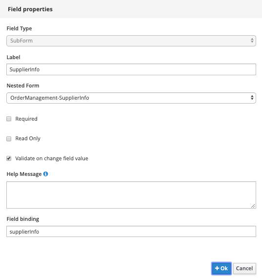 Order Management SupplierInfo Subform Select