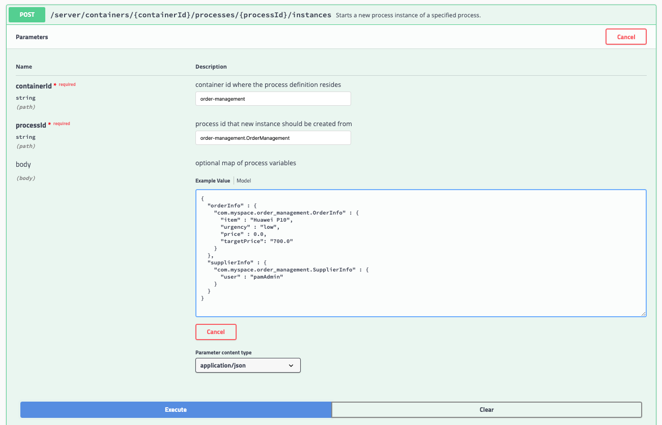 Process Instance Rest Request