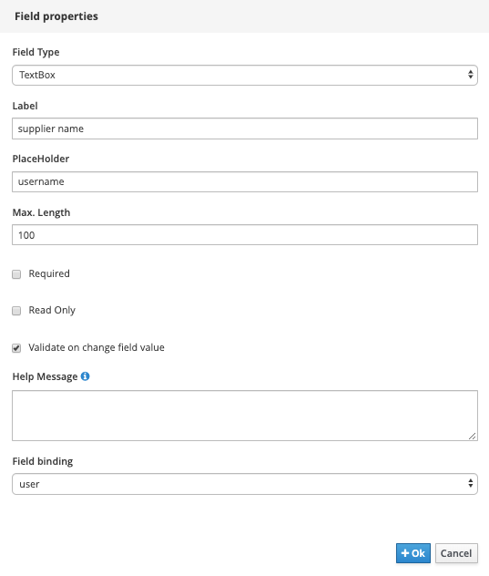 User OrderManagement-SupplierInfo Field